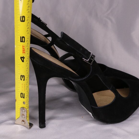Schutz Black Suede Pointed Toe Slingback Stiletto Heels Size 7.5 - Picture 4 of 6